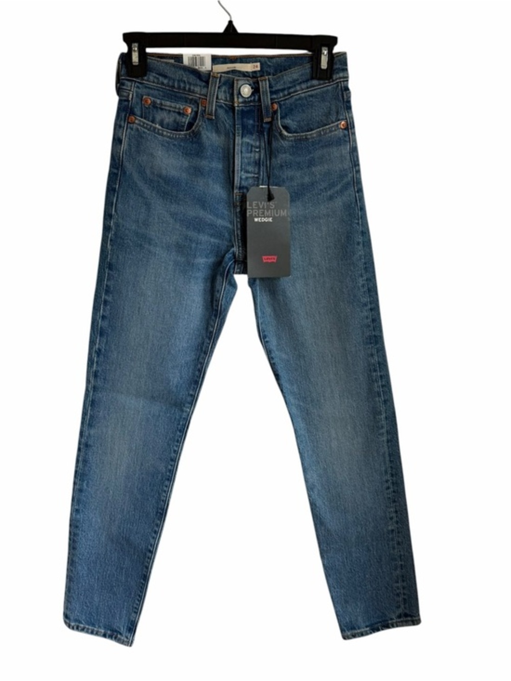 NEW Levi's wedgie high rise jeans size 24 button fly tapered leg